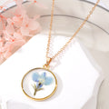 Gold Tone Mixed Shape Resin Pressed Flower Pendant Necklaces in Eleven Designs view 8