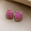 Ombre Crystal Rectangle Stud Earrings in Three Colors view 6