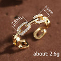 Open Chain Link CZ Adjustable Finger Ring Silver Gold Rose view 4
