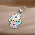 Silver Tone Printed Hamsa Acrylic Clip Keychains in Six Designs view 2