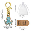 Teal Cartoon Octopus Enamel Keychain Gold Clasp Metal Charm view 2