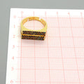 Gold Tone Double-Row Multicolor Crystal Rectangular Open Ring view 2