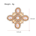 Gold Tone Flower Crystal Pearl Look Metal Brooch Pin view 2