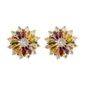 Multicolor Crystal Flower Cluster Statement Stud Earrings view 5