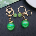 Green-Led Six-Color Iridescent Apple Double Ring Keychain Collection view 2