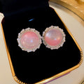 Purple Crystal Flower Earrings in Three Fastening Styles view 8