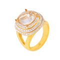 Gold Oval Clear Zircon Double Halo Rhinestone Ring view 5