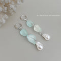 Silver Tone Blue Crystal And White Pearl Long Drop Earrings view 4