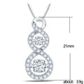 Silver Tone Triple Circle Drop Pendant Necklace With Polished Clear Stone Detail view 2