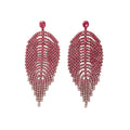 Crystal Leaf Fringe Earrings in Five Color Options view 5