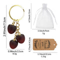 Dark Red Three Cherry Charm Keychain Gold Split Ring view 2