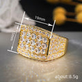 Rectangular Pave Cluster Wide Signet Ring In Polished Gold Tone view 4