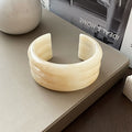 Three Ridge Resin Open Cuff Bracelet Pink Beige Red Black Amber view 7