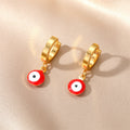 Gold Tone Colorful Evil Eye Huggie Drop Earrings in Seven Colors view 9