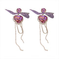 Purple Crystal Bow Heart Tassel Earrings Fashion Jewelry Accessories view 5