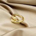 Sculptural Silver Folded Overlap Chunky Adjustable Open Ring view 3