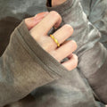 Gold Twisted Open Ring Matte Rope Texture Alloy Band view 4