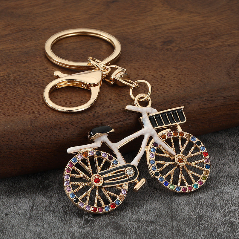 Rhinestone Bicycle Alloy Keychain Fashion Bike Model Pendant Gift