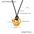 Irregular Open Pendant Black Braided Leather Cord Necklace view 7