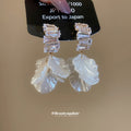 White Shell Flower Drop Earrings in Six Distinct Designs view 4
