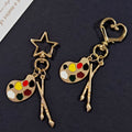 Gold Palette Paintbrush Keychains Star Heart Clasp Styles view 5