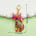 Colorful Patterned Cat Metal Charms With Lobster Clasps, 7 Styles view 9
