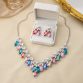 Five Color Marquise Fringe Necklace and Earring Jewelry Sets view 7