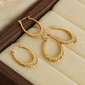 Hammered U Shape Hoop Earrings Gold Or Steel Finish view 2
