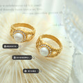 Gold Rope Twist Freshwater Pearl Halo Ring Multi Sizes view 2