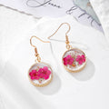 Round Resin Dried Flower Drop Earrings Gold Silver 6 Styles view 2