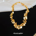 Gold Metal Heart Sequins Tassel Choker Necklace Adjustable view 2