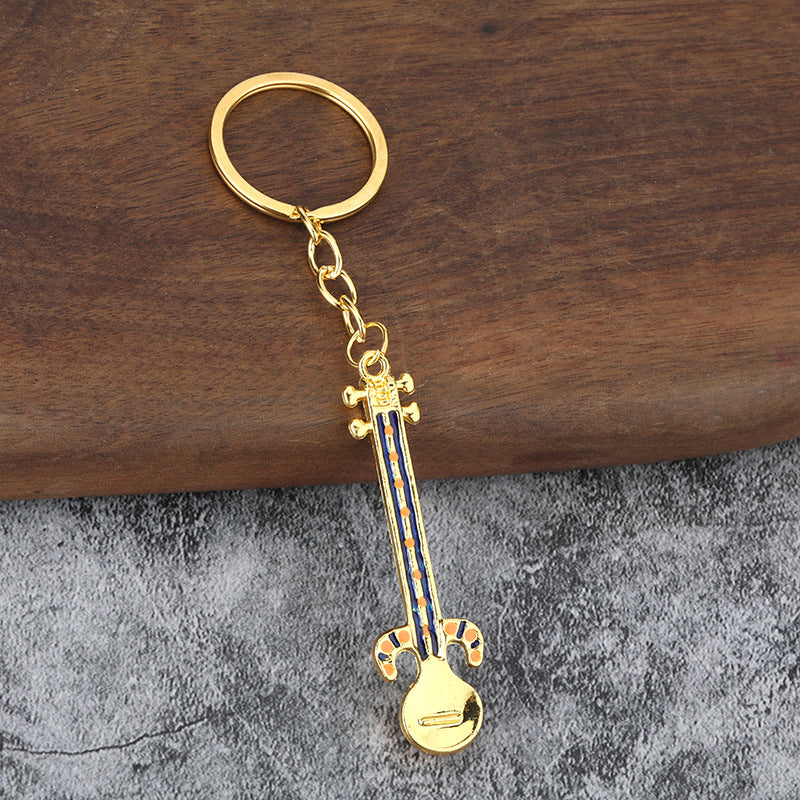 Xinjiang Rawap Musical Instrument Metal Keychain Travel Souvenir Charm