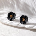 Metal Flower Stud Earrings in Seven Bright Color Options view 2