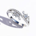 Silver Tone Layered Baguette Crystal Crossover Ring view 2