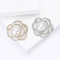 Openwork Camellia Brooch with Pearl Center for Jackets, Coats, and Scarves view 2