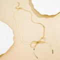Herringbone Bow Necklace Bracelet Earrings Gold Silver view 6