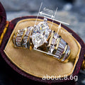Marquise Clear Solitaire Baguette-Side Wide Ring In Two Tones view 4