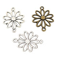 Open Daisy Double Loop Connector Charms in Bronze and Silver view 5