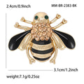 Gold Enamel Bee Brooch Rhinestone Body Stripe Insect Pin view 4