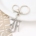 Silver Rhinestone Letter Keychain Initial Metal Bag Charm view 11