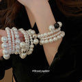 Multi Strand White Pearl Coil Bracelets Mixed Accents view 2