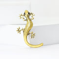 Textured Metal Gecko Brooch with Curved Tail Decorative Clothing Pin view 4