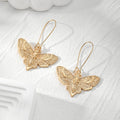 Moth Long Wire Drop Earrings in Antique Silver Black and Gold Tone view 3