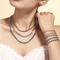 Round Bezel Zircon Tennis Necklace and Bracelet Set view 2