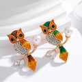Gold Tone Silver Tone Owl Crystal Enamel Two Designs Metal Brooch Pin view 3