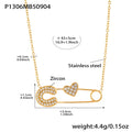 Stainless Steel Safety Pin Zircon Necklace Star Heart Charm view 7