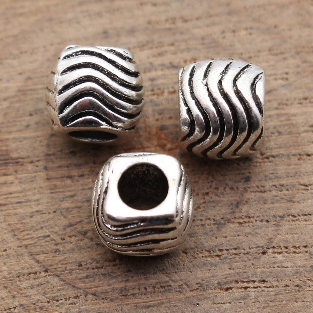 10x10x8.7mm 2.5g Multicolor Zinc Alloy Wave Texture Large Hole Beads for Dreadlock Hair and DIY Jewelry
