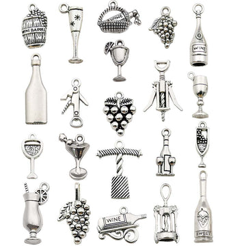 Antique Silver Wine Glass Metal Charms with 22 Listed Options