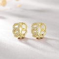 Gold Tone Openwork Crystal Hoop Earrings Polished Jewelry Accessory view 2
