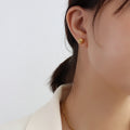 Hammered Texture Round Ball Stud Earrings Gold Or Steel view 1